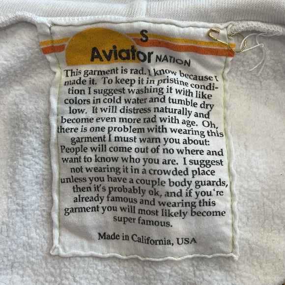 Aviator Nation 5 STRIPE RELAXED ZIP HOODIE - WHITE - Picture 5 of 5